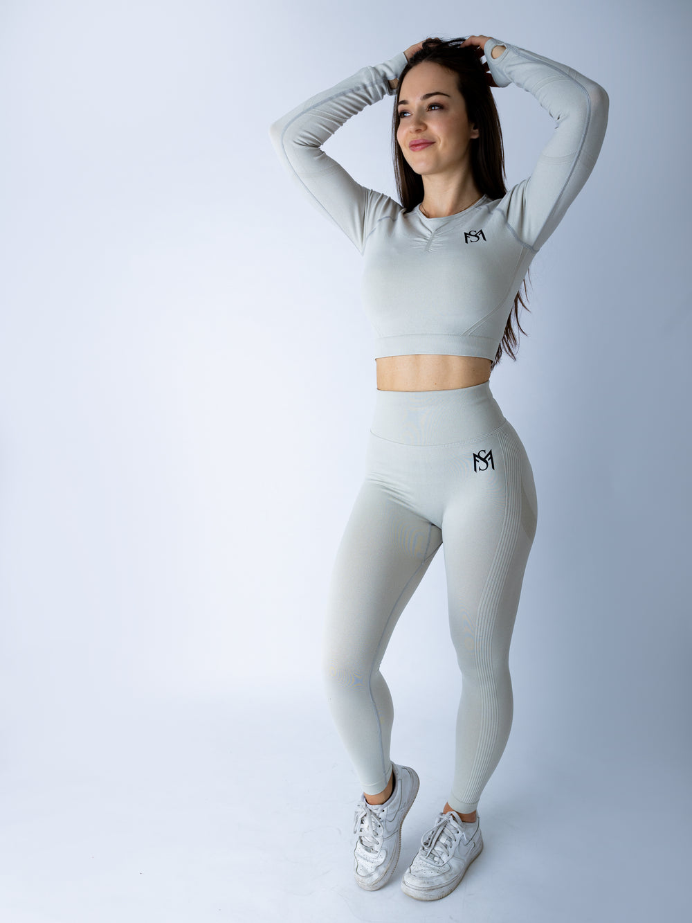 Squat proof leggings and long sleeve. White - non see through - active wear