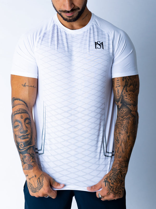 Dry-Fit Checkered White T-Shirt Sportmonkey PRO