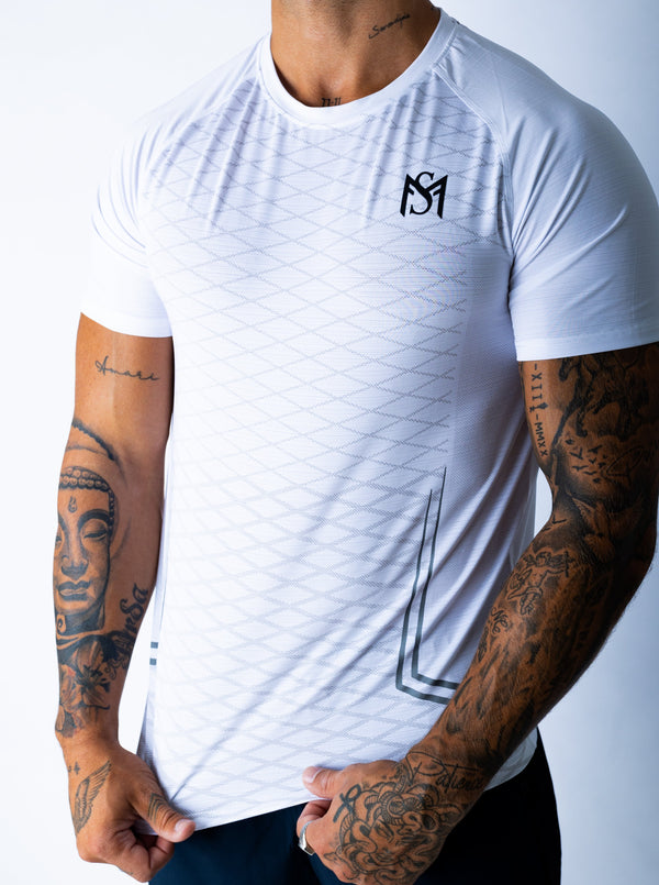 Dry-Fit Checkered White T-Shirt Sportmonkey PRO