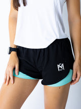 Double Layered Shorts Black/Green Sportmonkey PRO