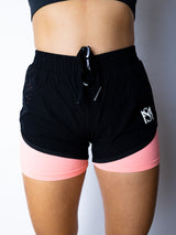 Double Layer Shorts Black/Pink Sportmonkey PRO